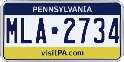 PA license plate MLA2734