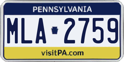 PA license plate MLA2759