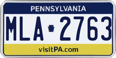 PA license plate MLA2763