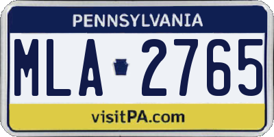 PA license plate MLA2765