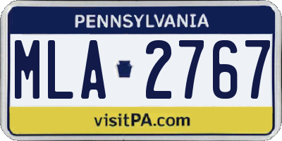 PA license plate MLA2767