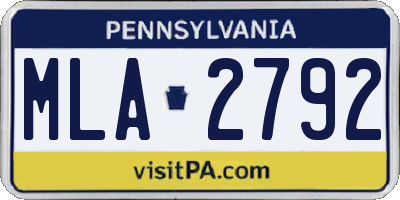 PA license plate MLA2792