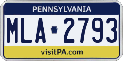 PA license plate MLA2793