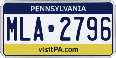 PA license plate MLA2796