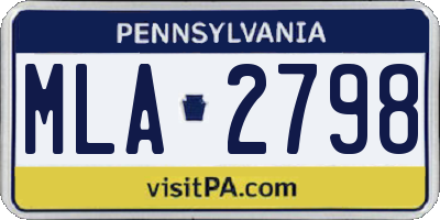 PA license plate MLA2798
