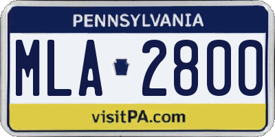 PA license plate MLA2800