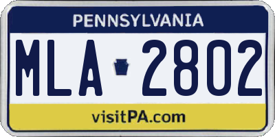 PA license plate MLA2802
