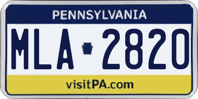 PA license plate MLA2820