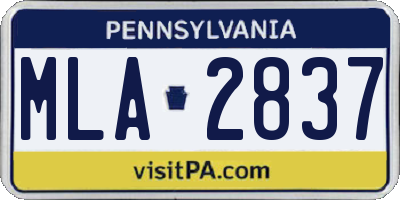 PA license plate MLA2837