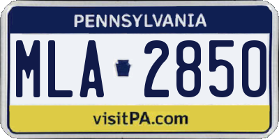 PA license plate MLA2850