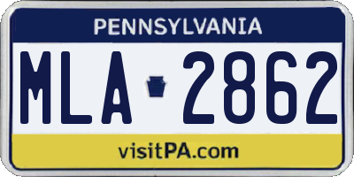 PA license plate MLA2862