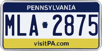 PA license plate MLA2875