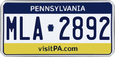 PA license plate MLA2892