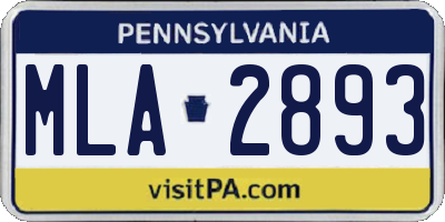 PA license plate MLA2893