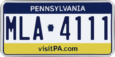 PA license plate MLA4111