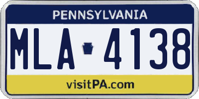 PA license plate MLA4138