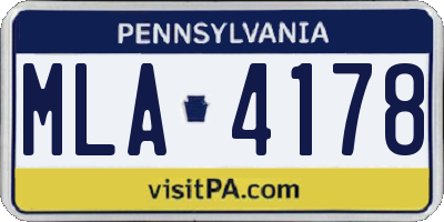 PA license plate MLA4178