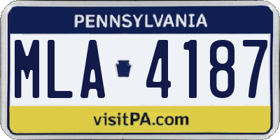 PA license plate MLA4187