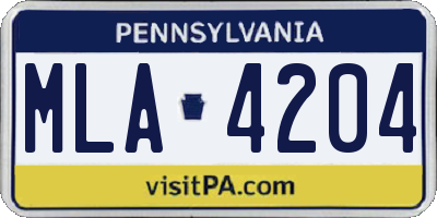 PA license plate MLA4204