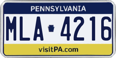 PA license plate MLA4216
