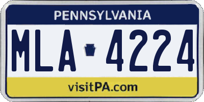 PA license plate MLA4224