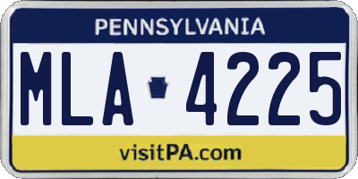 PA license plate MLA4225