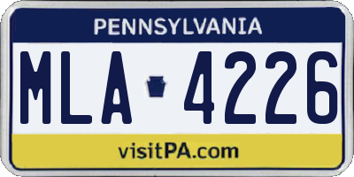 PA license plate MLA4226