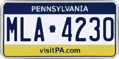 PA license plate MLA4230