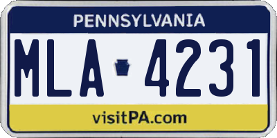 PA license plate MLA4231
