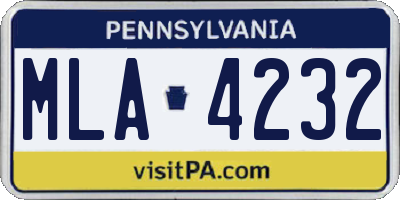 PA license plate MLA4232
