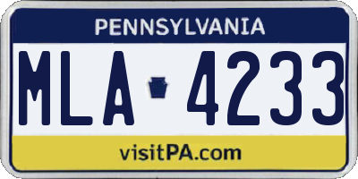 PA license plate MLA4233