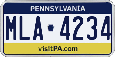 PA license plate MLA4234