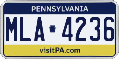 PA license plate MLA4236