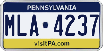 PA license plate MLA4237