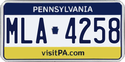 PA license plate MLA4258