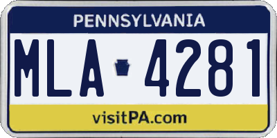PA license plate MLA4281