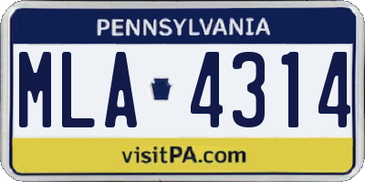 PA license plate MLA4314