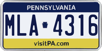 PA license plate MLA4316