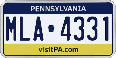 PA license plate MLA4331