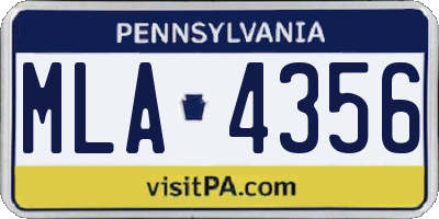 PA license plate MLA4356
