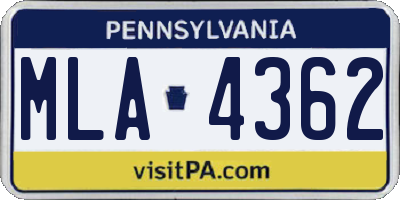 PA license plate MLA4362
