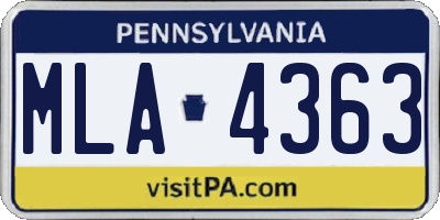 PA license plate MLA4363