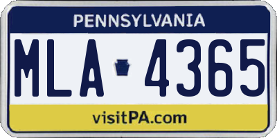 PA license plate MLA4365