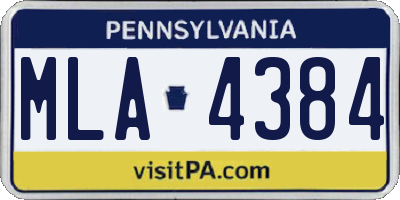 PA license plate MLA4384