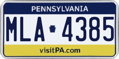 PA license plate MLA4385