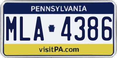 PA license plate MLA4386
