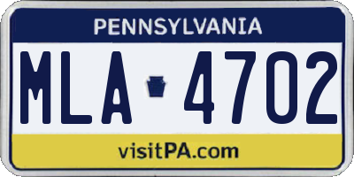 PA license plate MLA4702