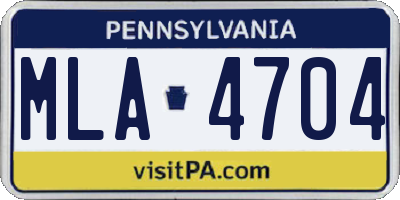 PA license plate MLA4704