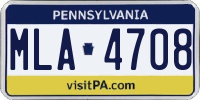 PA license plate MLA4708
