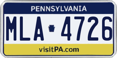 PA license plate MLA4726